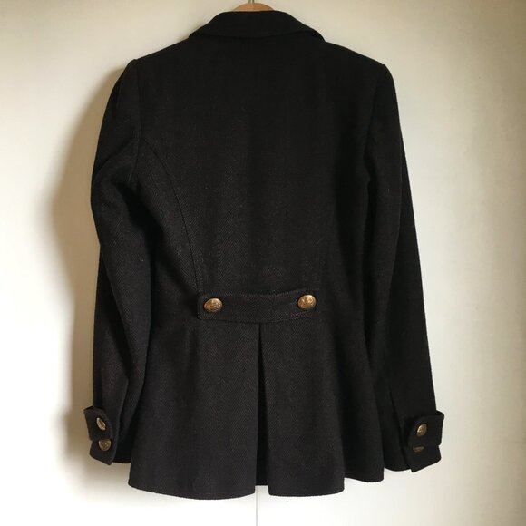 Vintage Designer Wool High-Low Victorian Crest Blazer Coat - Picture 2 of 11